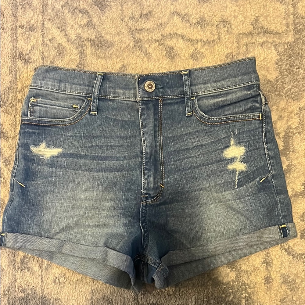 Hollister Blue Jean Shorts High-Waisted Cuffed